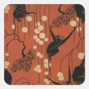 Pegatina Cuadrada Monos modernos de decoración vintage