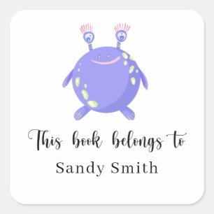 Pegatina Cuadrada Monster - Este libro pertenece a