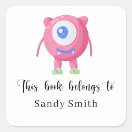 Pegatina Cuadrada Monster - Este libro pertenece a