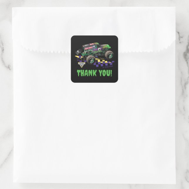 Pegatina Cuadrada Monster Jam Grave Digger Gracias (Bolso)