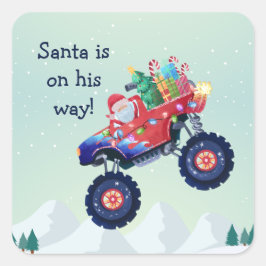 Pegatina Cuadrada Monster navidad Camión Santa