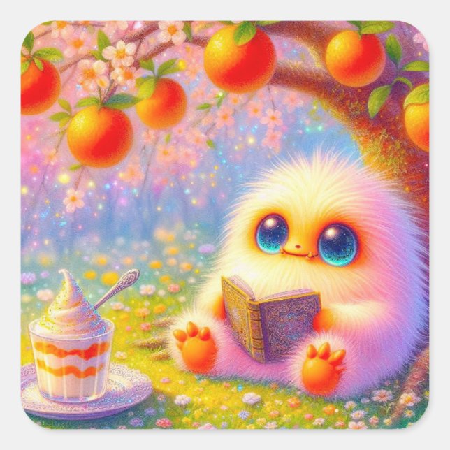 Pegatina Cuadrada Monster Reader (Anverso)