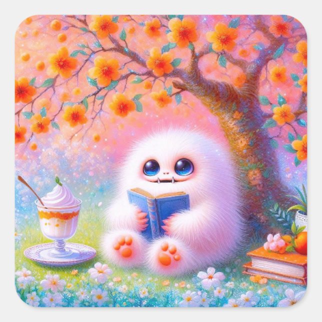 Pegatina Cuadrada Monster Reader Stickers (Anverso)