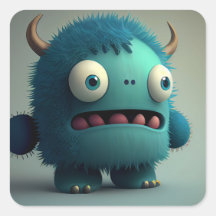Monstruo 3D azul Cute Kawaii