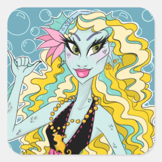 Pegatina Cuadrada Monstruo Azul Lagoona Pegatinas Altos
