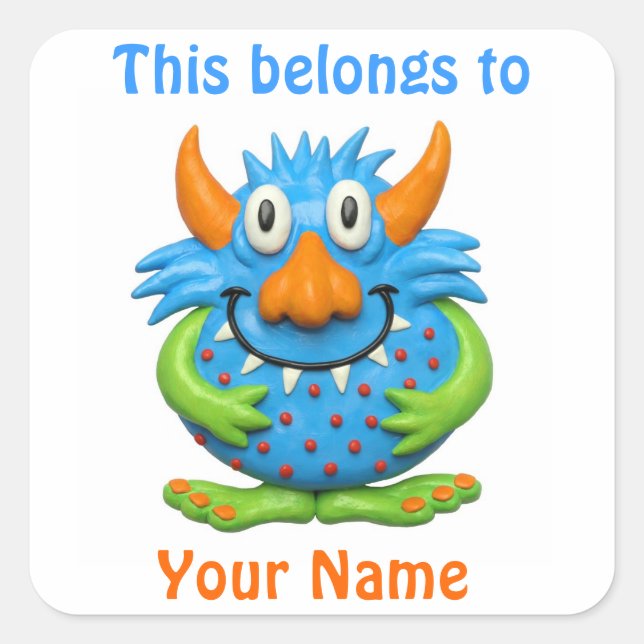 Pegatina Cuadrada Monstruo con manchas dulces (Anverso)