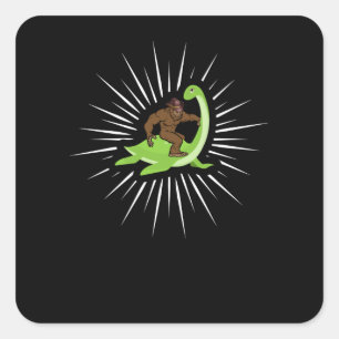 Pegatina Cuadrada Monstruo de Bigfoot Nessie Loch Ness