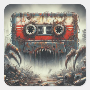 Pegatina Cuadrada Monstruo de Cassette