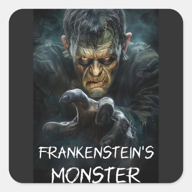Pegatina Cuadrada Monstruo de Frankenstein (Anverso)
