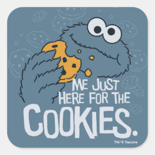 Pegatina Cuadrada Monstruo de las Galletas Solo Estoy Aquí por las