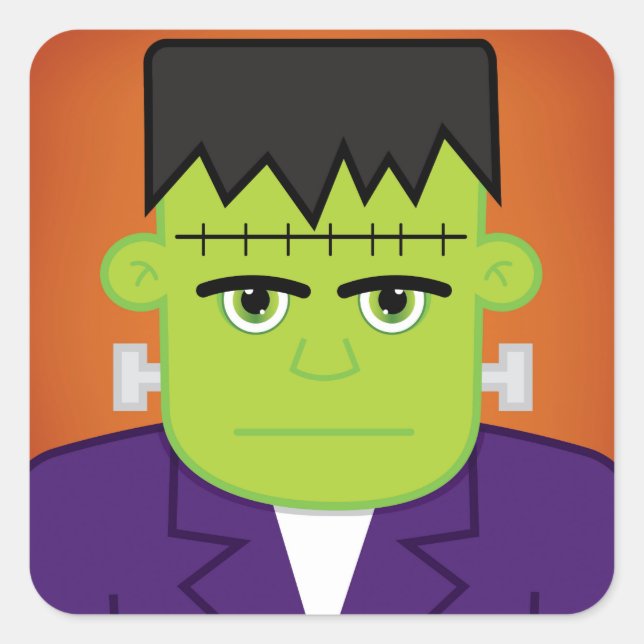 Pegatina Cuadrada Monstruo verde (Anverso)