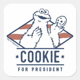 Pegatina Cuadrada Monstruo vintage de la cookie para presidente