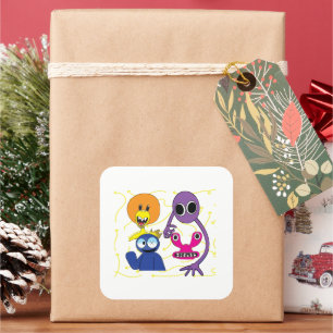 Pegatina Cuadrada Monstruos de Rainbow Friends