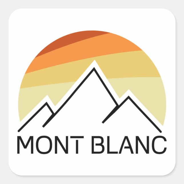 Pegatina Cuadrada Mont Blanc France Retro (Anverso)