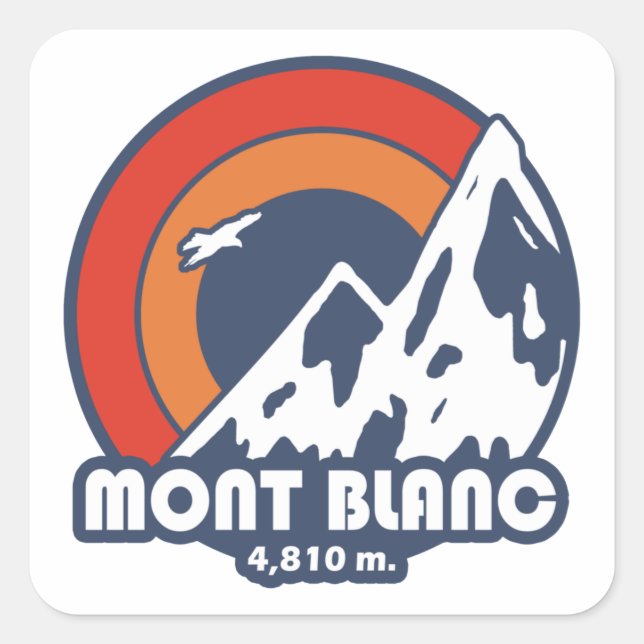 Pegatina Cuadrada Mont Blanc France Sun Eagle (Anverso)