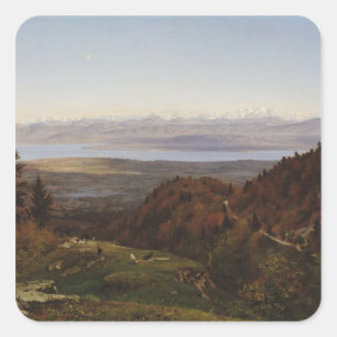 Pegatina Cuadrada Mont Blanc visto del Santo-Cergues, 1869