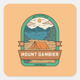 Pegatina Cuadrada Mont Gambier, postal de Australia del Sur