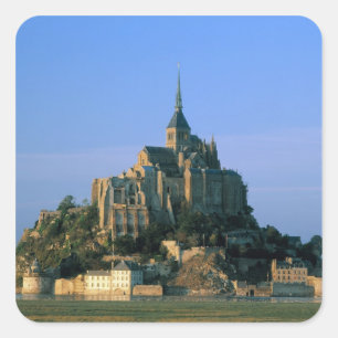 Pegatina Cuadrada Mont St Michel, Manche, Normandía, Francia