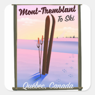 Pegatina Cuadrada Mont-Tremblant poster de Esquí de Quebec.