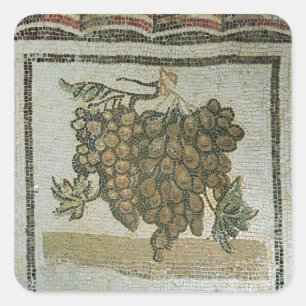 Pegatina Cuadrada Montaje de uvas blancas, mosaico romano