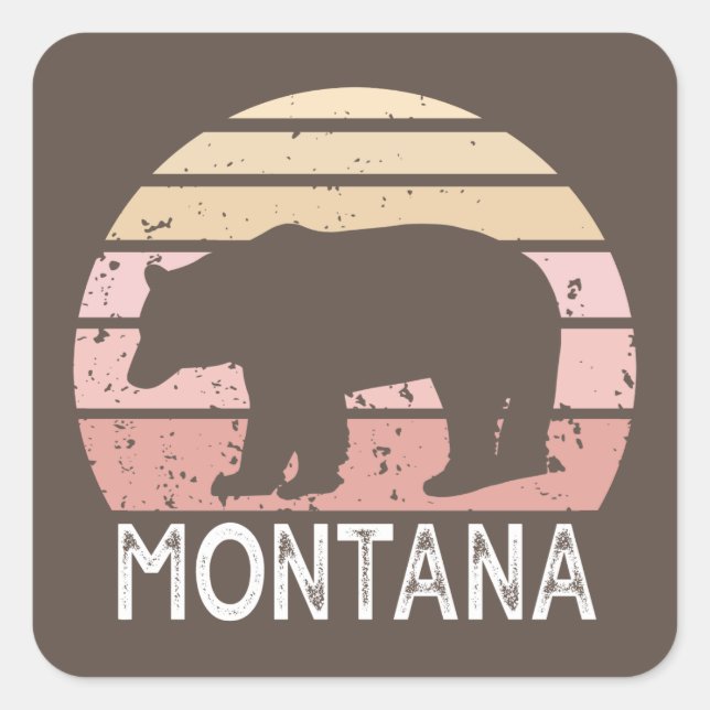 Pegatina Cuadrada Montana Bear (Anverso)