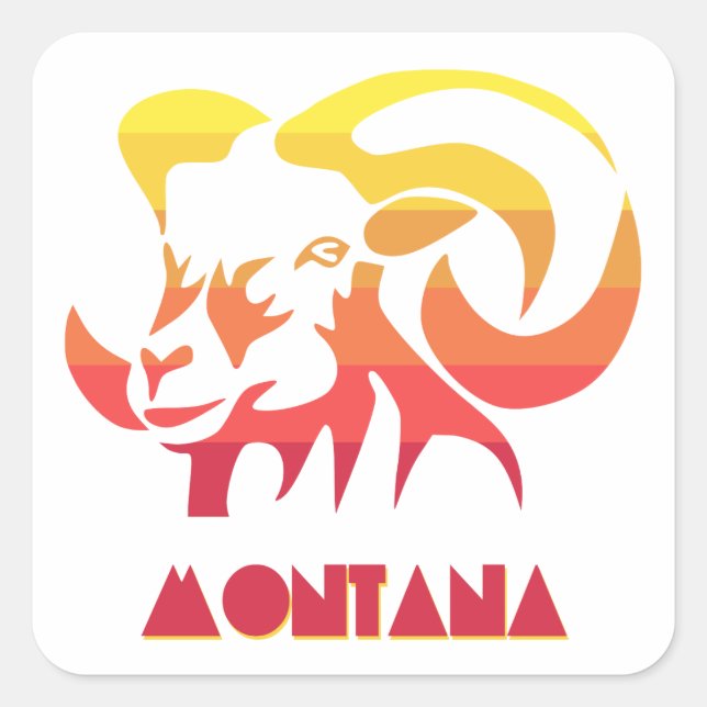 Pegatina Cuadrada Montana Bighorn (Anverso)