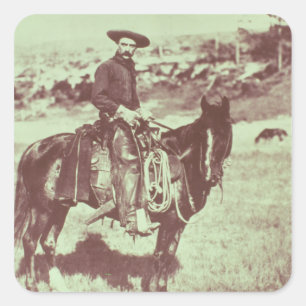 Pegatina Cuadrada Montana Cowboy, c.1880 (foto de abajo)
