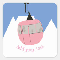 Montaña de Nieve de Esquí Rosa Retro