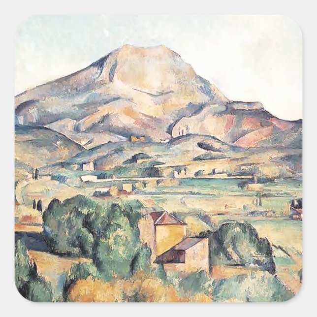 Pegatina Cuadrada Montaña de Saint-Victoire Barnes Paul Cezanne (Anverso)