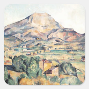 Pegatina Cuadrada Montaña de Saint-Victoire Barnes Paul Cezanne
