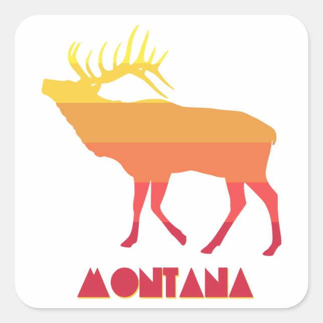 Pegatina Cuadrada Montana Elk (Anverso)