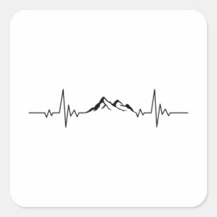 Pegatina Cuadrada MONTAÑA HEARTBEAT Curioso excursionista Wanderer