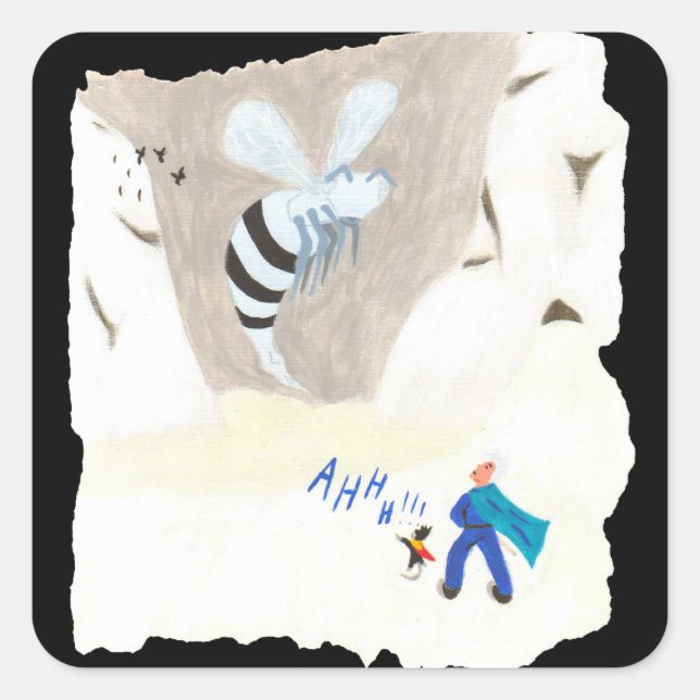 Pegatina Cuadrada Montaña Ice Wasp (Anverso)