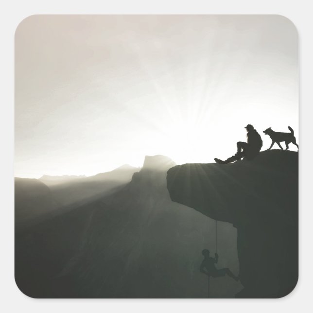 Pegatina Cuadrada Montaña montañosa Motivación y humor yosemitas (Anverso)