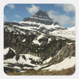 Pegatina Cuadrada Montaña Reynolds desde Logan Pass en Glacier Park