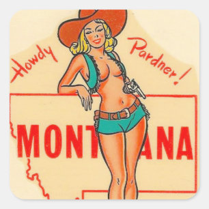 Pegatina Cuadrada Montana viajes vintage