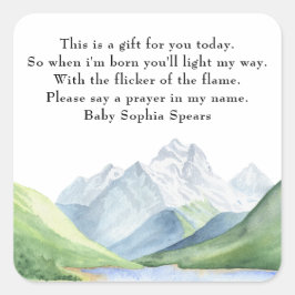 Pegatina Cuadrada Montañas acuarelas - Oraciones para el bebé