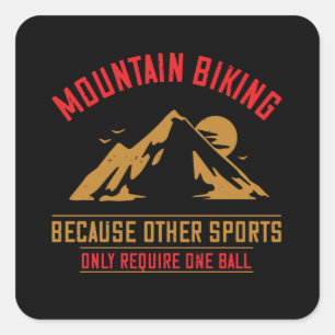 Pegatina Cuadrada Montañas - Bicicleta de montaña sin pelota