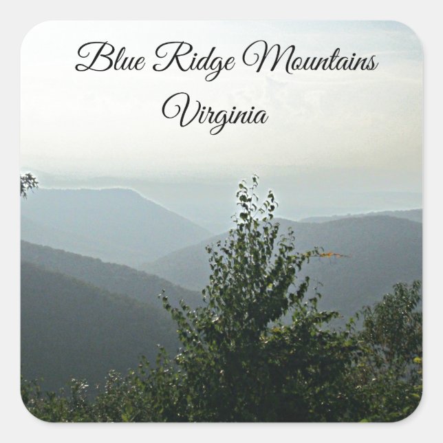 Pegatina Cuadrada Montañas Blue Ridge, Virginia (Anverso)