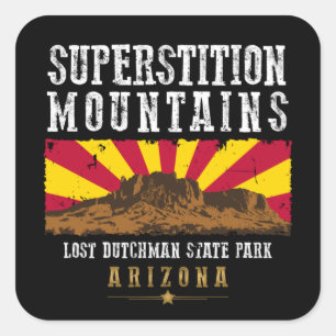 PEGATINA CUADRADA MONTAÑAS DE LA SUPERSTICIÓN ARIZONA