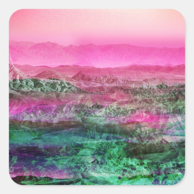 Pegatina Cuadrada Montañas del desierto (Anverso)