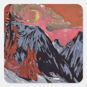 Pegatina Cuadrada Montañas en Winter, 1919