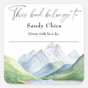 Pegatina Cuadrada Montañas - este libro pertenece a