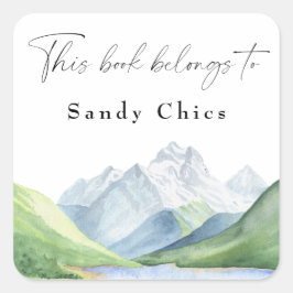 Pegatina Cuadrada Montañas - este libro pertenece a