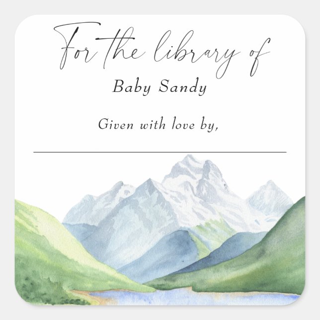 Pegatina Cuadrada Montañas - para la biblioteca de (Anverso)