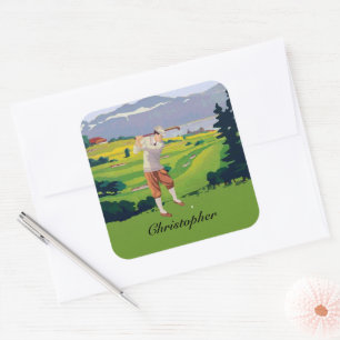 Pegatina Cuadrada Montañas personalizadas del estilo del vintage