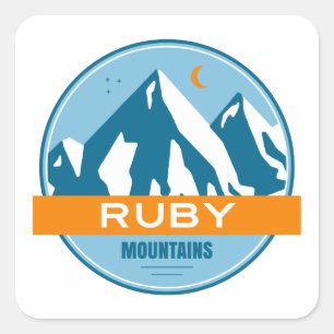 Pegatina Cuadrada Montañas Ruby Nevada Estrellas Luna