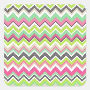 Pegatina Cuadrada Montañas Tribales Aztec Andes Chevron Zig Zags