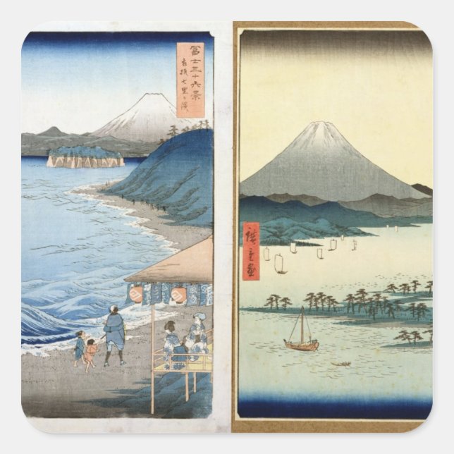 Pegatina Cuadrada Montañas y costas (Anverso)