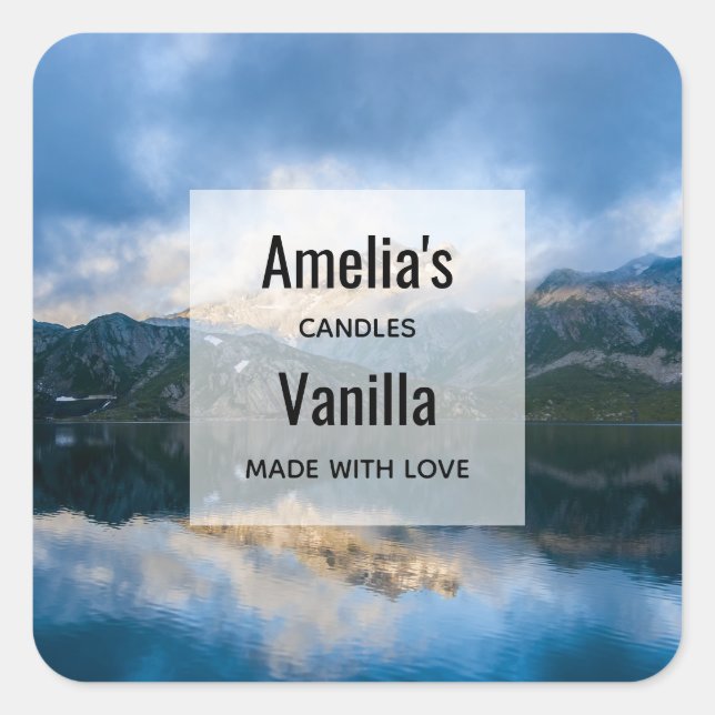Pegatina Cuadrada Montañas y naturaleza escénica del lago - Negocio  (Anverso)